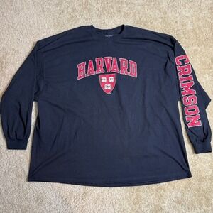 Harvard Crimson Long Sleeve Shirt Mens 5XL Navy Sleeve Spellout Graphic Tee